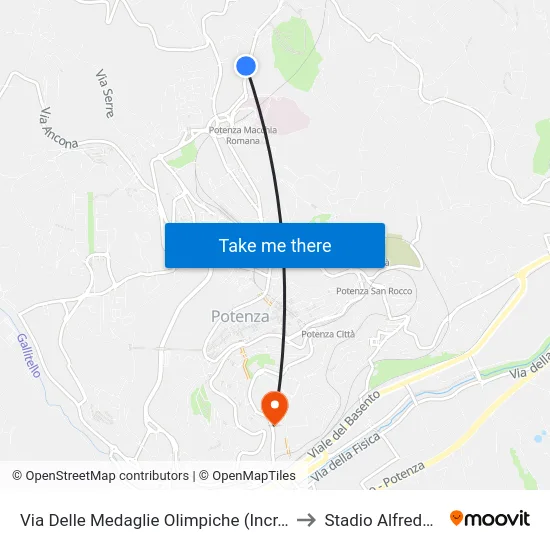 Via Delle Medaglie Olimpiche (Incr. Via Consolini) to Stadio Alfredo Viviani map