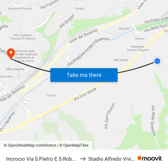 Incrocio Via S.Pietro E S.Roberto to Stadio Alfredo Viviani map
