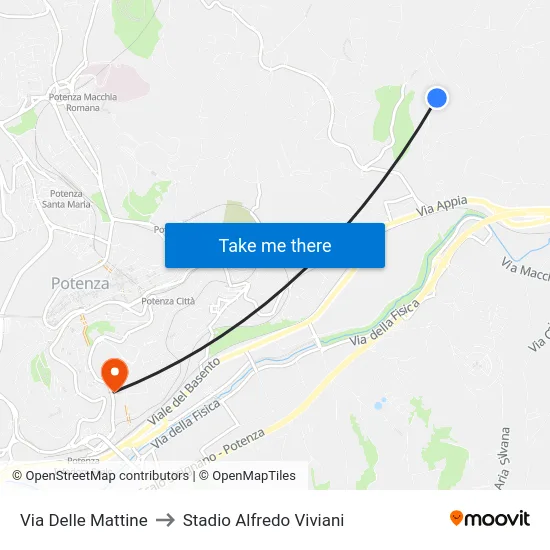 Via Delle Mattine to Stadio Alfredo Viviani map