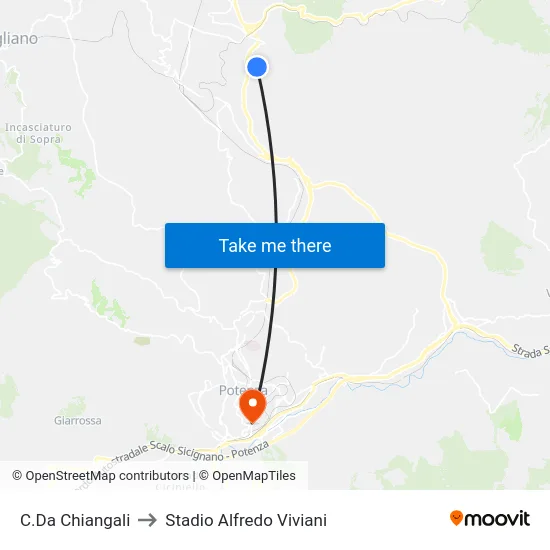 C.Da Chiangali to Stadio Alfredo Viviani map