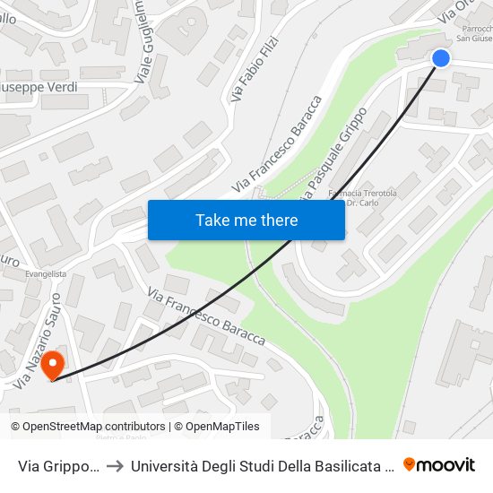 Via Grippo (Mercato) to Università Degli Studi Della Basilicata Dipartimento Di Scienze Umane map