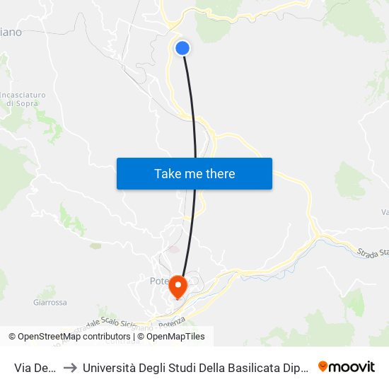 Via Del Giglio to Università Degli Studi Della Basilicata Dipartimento Di Scienze Umane map