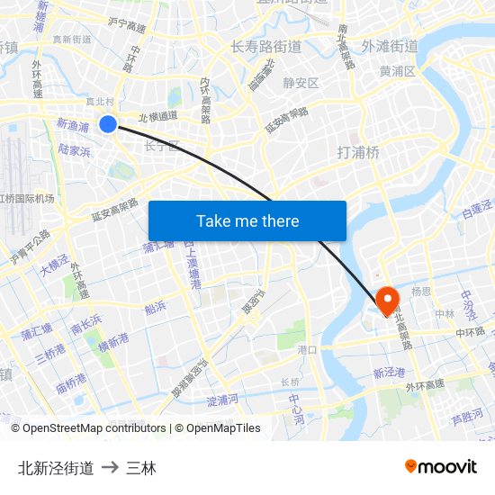 北新泾街道 to 三林 map