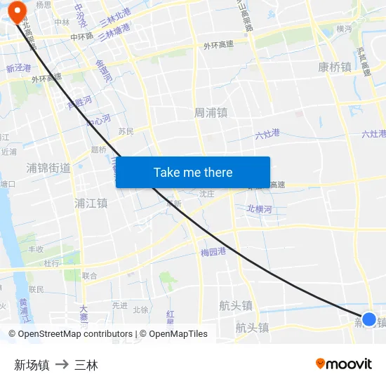 新场镇 to 三林 map