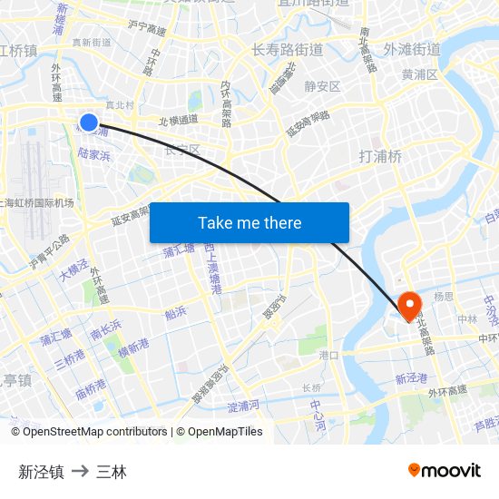 新泾镇 to 三林 map