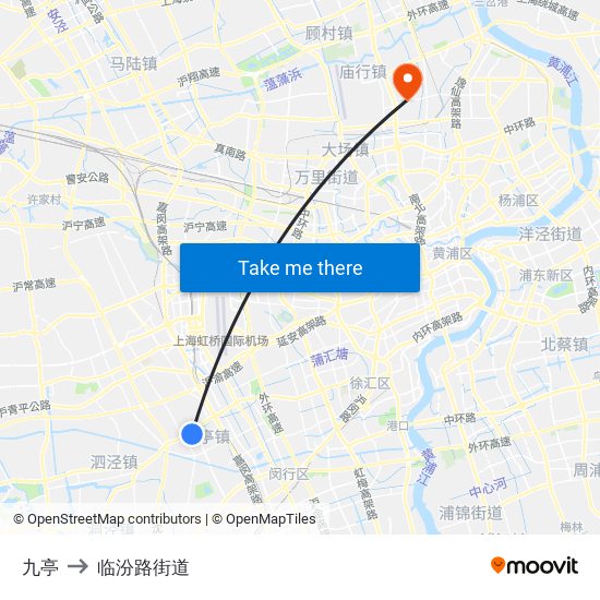 九亭 to 临汾路街道 map