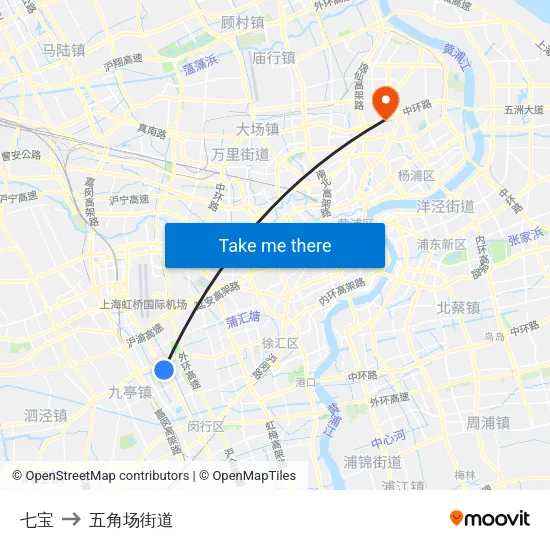 七宝 to 五角场街道 map
