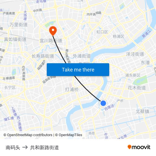 南码头 to 共和新路街道 map