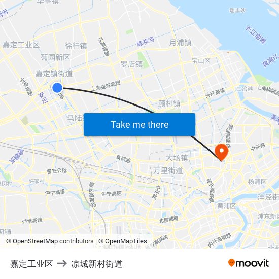 嘉定工业区 to 凉城新村街道 map