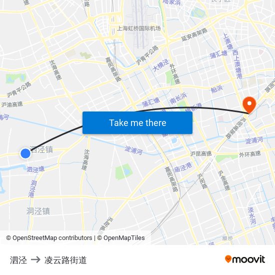 泗泾 to 凌云路街道 map