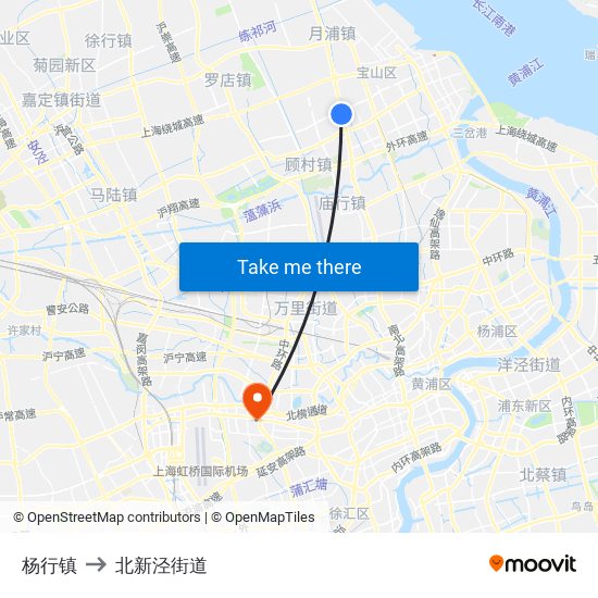 杨行镇 to 北新泾街道 map