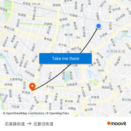 石泉路街道 to 北新泾街道 map