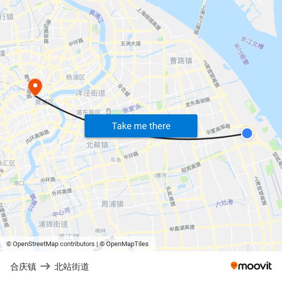 合庆镇 to 北站街道 map