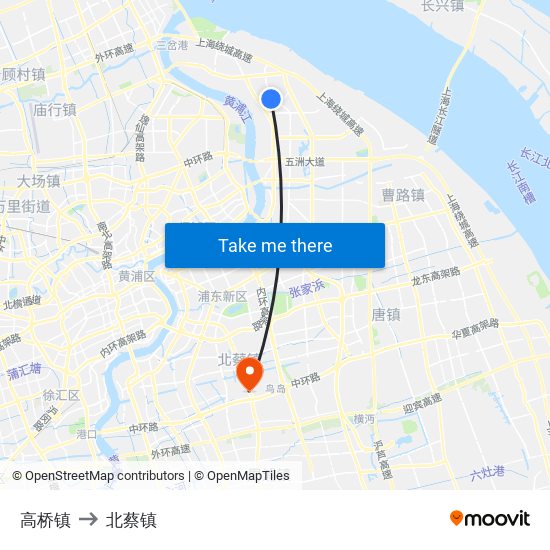 高桥镇 to 北蔡镇 map