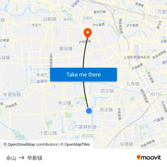 佘山 to 华新镇 map