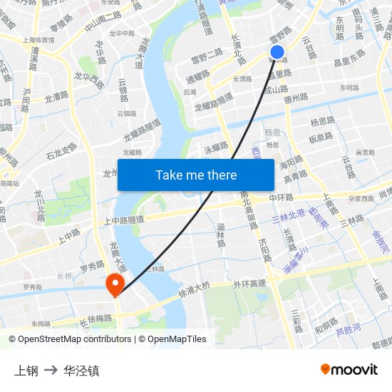 上钢 to 华泾镇 map