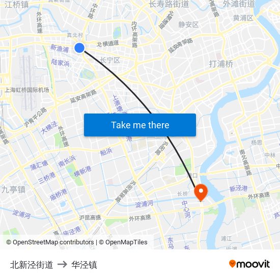 北新泾街道 to 华泾镇 map