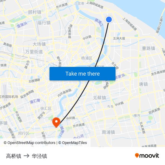 高桥镇 to 华泾镇 map