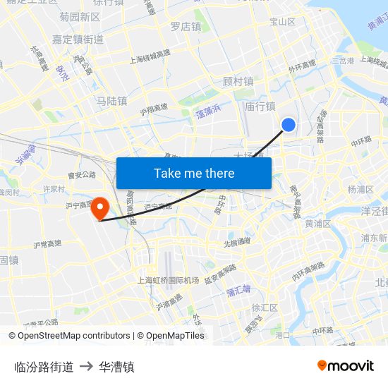 临汾路街道 to 华漕镇 map