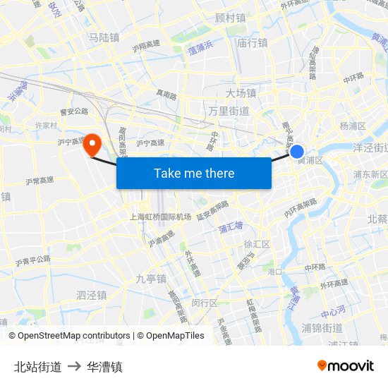 北站街道 to 华漕镇 map