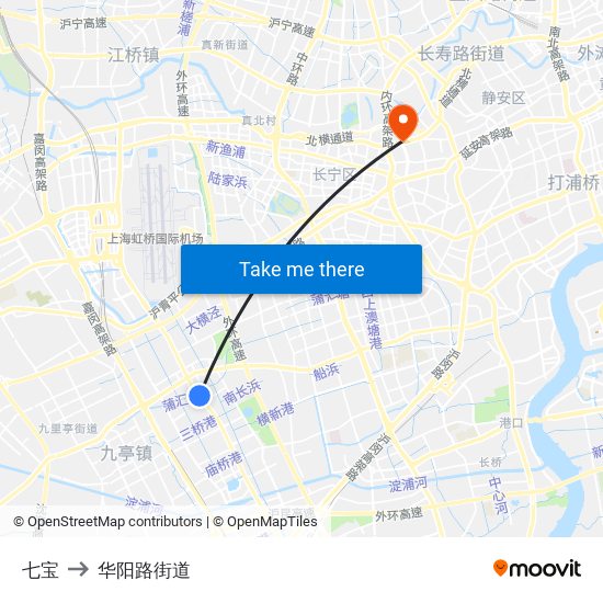 七宝 to 华阳路街道 map