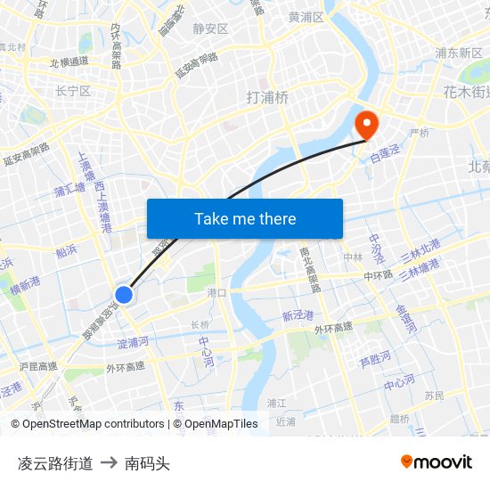 凌云路街道 to 南码头 map