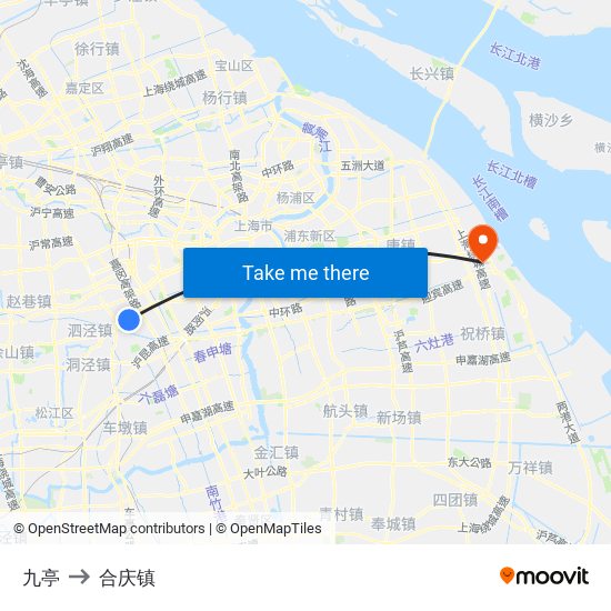 九亭 to 合庆镇 map