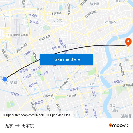 九亭 to 周家渡 map