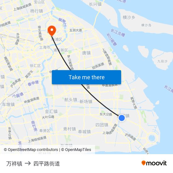 万祥镇 to 四平路街道 map