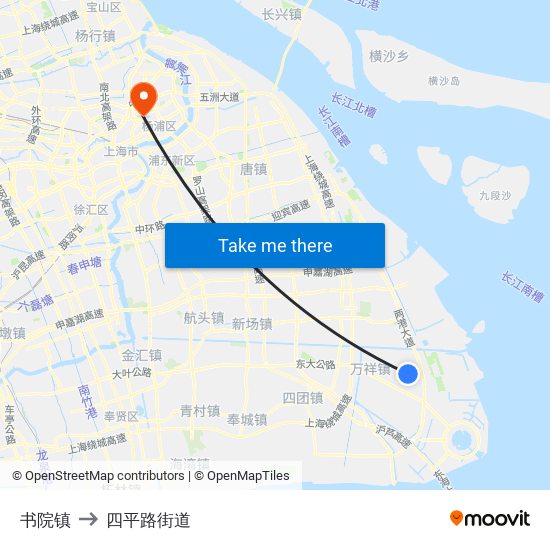 书院镇 to 四平路街道 map