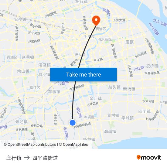 庄行镇 to 四平路街道 map