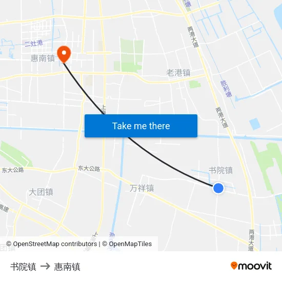 书院镇 to 惠南镇 map