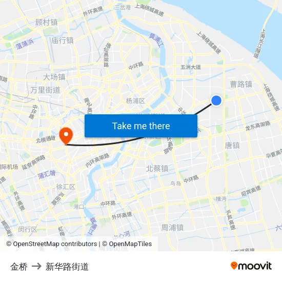 金桥 to 新华路街道 map