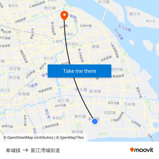 奉城镇 to 新江湾城街道 map