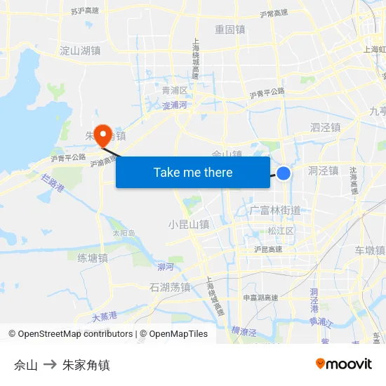 佘山 to 朱家角镇 map