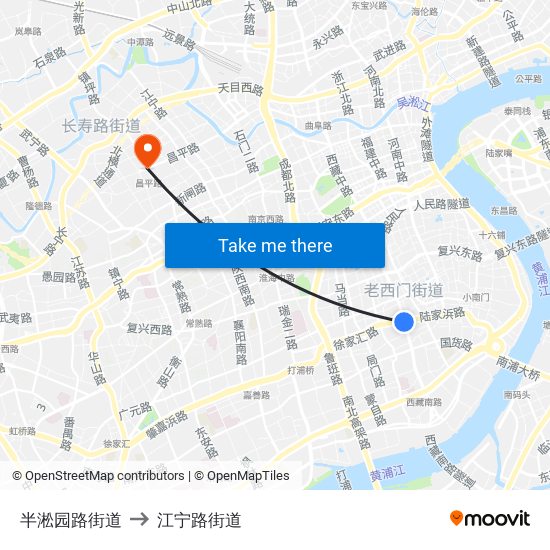 半淞园路街道 to 江宁路街道 map