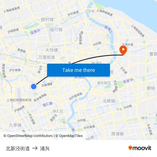 北新泾街道 to 浦兴 map