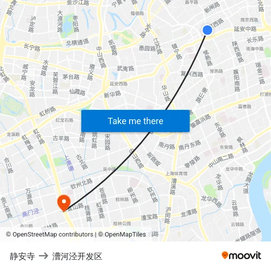 静安寺 to 漕河泾开发区 map