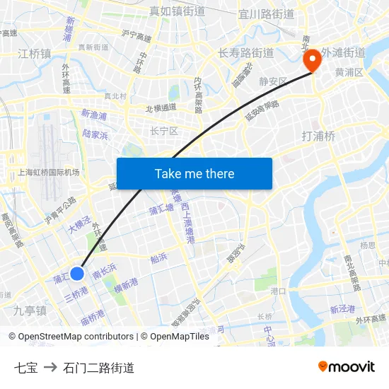 七宝 to 石门二路街道 map