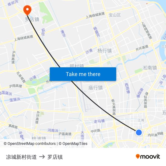 凉城新村街道 to 罗店镇 map