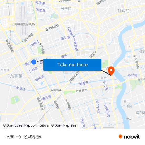 七宝 to 长桥街道 map