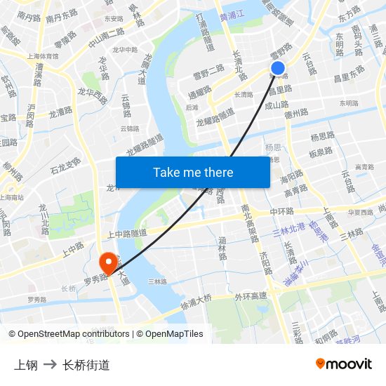 上钢 to 长桥街道 map