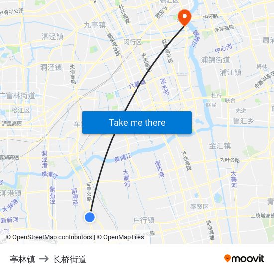 亭林镇 to 长桥街道 map