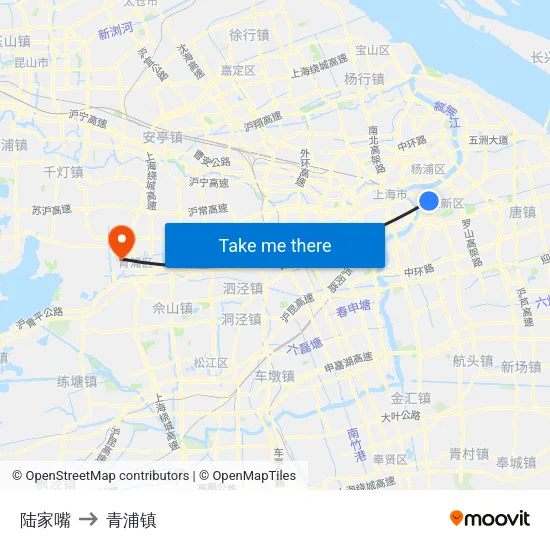 陆家嘴 to 青浦镇 map