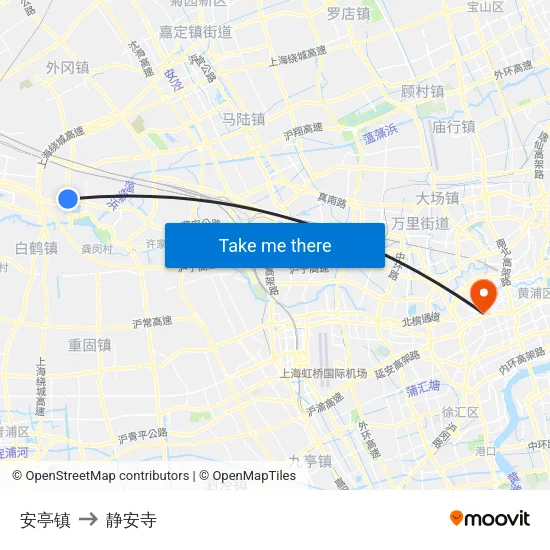 安亭镇 to 静安寺 map