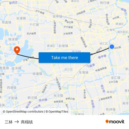三林 to 商榻镇 map