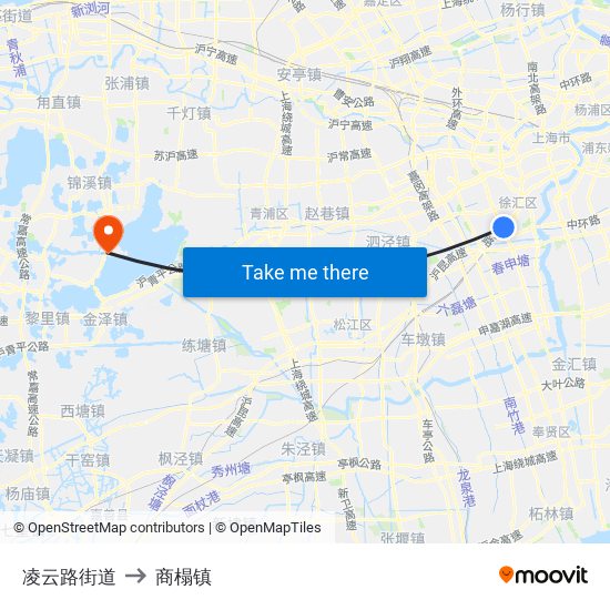 凌云路街道 to 商榻镇 map