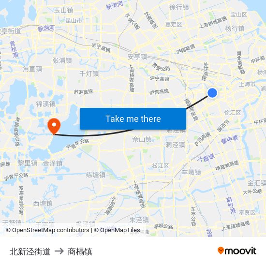 北新泾街道 to 商榻镇 map