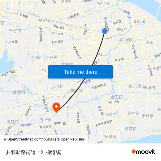共和新路街道 to 柳港镇 map