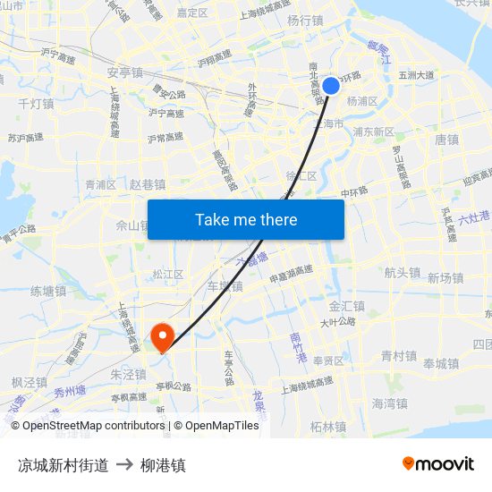 凉城新村街道 to 柳港镇 map